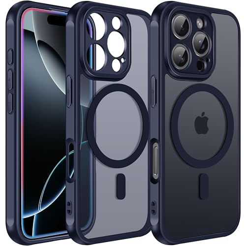 ivoler Matt Blau Magnetisch Hülle für iPhone 16 Pro Max, Kompatibel mit MagSafe, [Militärnorm Sturzschutz] Stoßfest Kratzfest Rückseite Schutzhülle Dünn Flüssig Silikon Handyhülle Case von ivoler