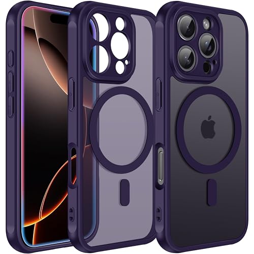 ivoler Matt Lila Magnetisch Hülle für iPhone 16 Pro, Kompatibel mit MagSafe, [Militärnorm Sturzschutz] Stoßfest Kratzfest Rückseite Schutzhülle Dünn Flüssig Silikon Handyhülle Case von ivoler