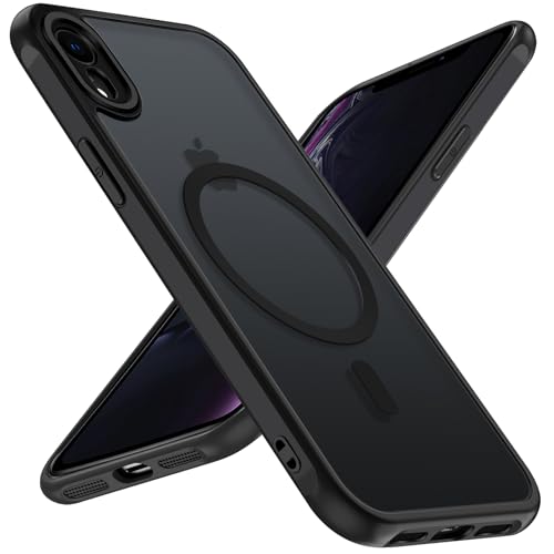 ivoler Matt Schwarz Magnetisch Hülle für iPhone XR 6.1 Zoll, Kompatibel mit MagSafe, [Militärnorm Sturzschutz] Stoßfest Kratzfest Rückseite Schutzhülle Dünn Flüssig Silikon Handyhülle Case von ivoler