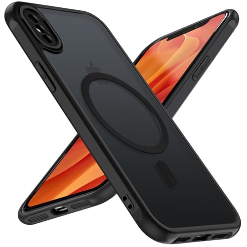ivoler Matt Schwarz Magnetisch Hülle für iPhone XS Max 6.5 Zoll, Kompatibel mit MagSafe, [Militärnorm Sturzschutz] Stoßfest Kratzfest Rückseite Schutzhülle Dünn Flüssig Silikon Handyhülle Case von ivoler