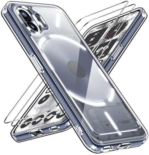 ivoler Nie Vergilbung Klar Hülle für Nothing Phone 2 / Nothing Phone Two, 1 Handyhülle mit 2 Stück Panzer Schutz Glas, [Militärischer Schutz] Stoßfest Transparent Schutzhülle Dünn Durchsichtige Case von ivoler