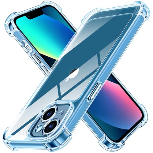 ivoler Nie Vergilbung Klar Hülle für iPhone 13 6.1 Zoll mit Stoßfest Schutzecken, [Kameraschutz] [Militärstandard] Stoßfest Kratzfest Transparent Schutzhülle Dünn Durchsichtige Handyhülle Case von ivoler