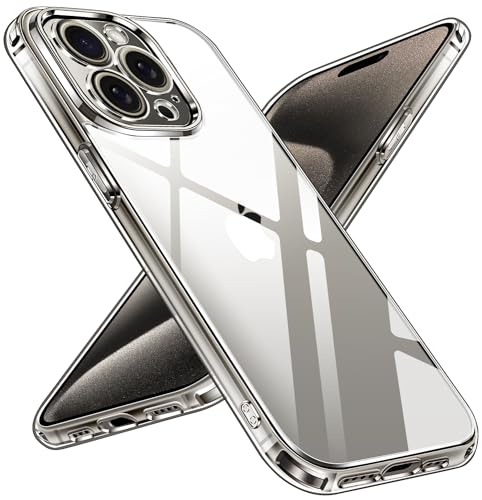 ivoler Nie Vergilbung Klar Hülle für iPhone 15 Pro Max 6.7 Zoll, [Militärischer Schutz] [Kameraschutz] Stoßfest Kratzfest Transparent Schutzhülle, Dünn Durchsichtige Handyhülle Case Cover von ivoler