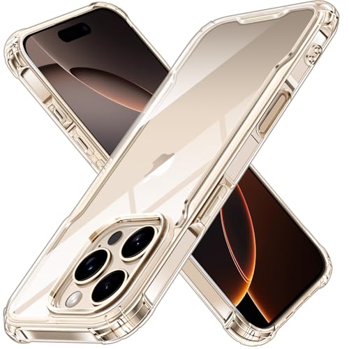 ivoler Nie Vergilbung Klar Hülle für iPhone 16 Pro Max mit Stoßfest Schutzecken, [Militärstandard] Stoßfest Kratzfest Transparent Schutzhülle Dünn Durchsichtige Handyhülle Case von ivoler