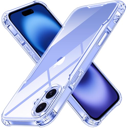 ivoler Nie Vergilbung Klar Hülle für iPhone 16 mit Stoßfest Schutzecken, [Militärstandard] Stoßfest Kratzfest Transparent Schutzhülle Dünn Durchsichtige Handyhülle Case von ivoler