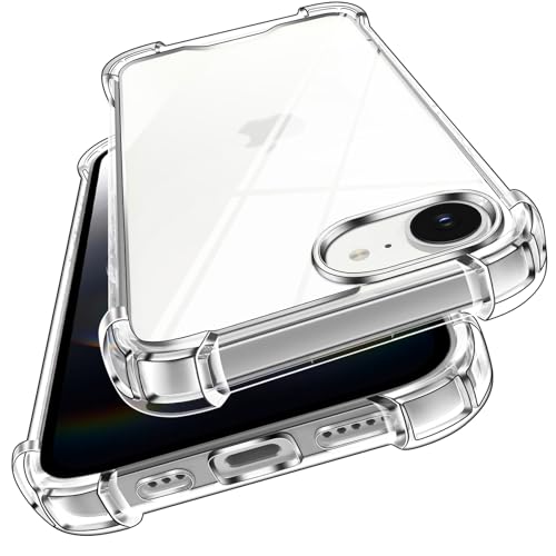 ivoler Nie Vergilbung Klar Hülle für iPhone 16e 6.1 Zoll mit Stoßfest Schutzecken, [Militärstandard] Stoßfest Transparent Schutzhülle Dünn Durchsichtige Handyhülle Case von ivoler