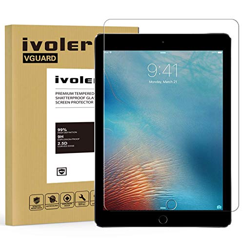 ivoler Schutzfolie für iPad 9.7 Zoll 2018 Version/iPad 9.7 Zoll 2017 / iPad Pro 9.7 Zoll 2016 / iPad Air/iPad Air 2 (iPad 5/6), 9H Härte, Anti- Kratzer, Bläschenfrei von ivoler