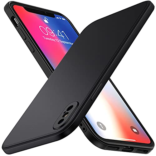 ivoler Silikon Hülle Kompatibel mit iPhone XS/iPhone X 5.8 Zoll mit Kameraschutz, Ultra Dünne Weiche Stoßfest Schutzhülle Flexible TPU Matte Schwarz Handyhülle Kratzfest Case Cover von ivoler