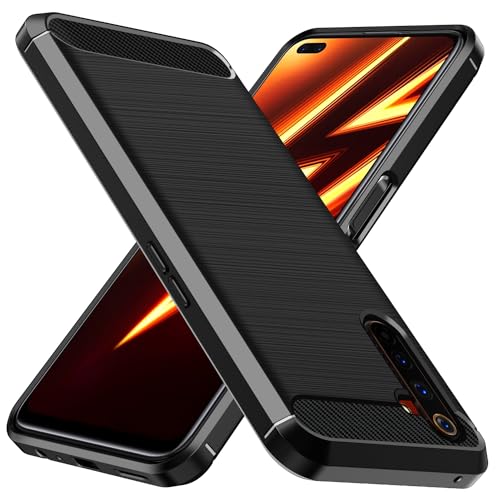 ivoler Silikon Hülle für Realme 6 Pro, [Militärischer Schutz] Stoßfest Handyhülle, Dünne Weiche Flexible TPU Kratzfest Schutzhülle Anti-Fingerabdruck Case Cover, Schwarz von ivoler