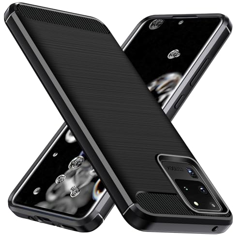 ivoler Silikon Hülle für Samsung Galaxy S20 Ultra 5G, [Militärischer Schutz] Stoßfest Handyhülle, Dünne Weiche Flexible TPU Kratzfest Schutzhülle Anti-Fingerabdruck Case Cover, Schwarz von ivoler