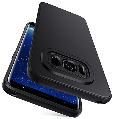 ivoler Silikon Hülle mit Kameraschutz für Samsung Galaxy S8, Ultra Dünne Weiche Stoßfest Schutzhülle Flexible TPU Matte Schwarz Handyhülle Kratzfest Case Cover von ivoler