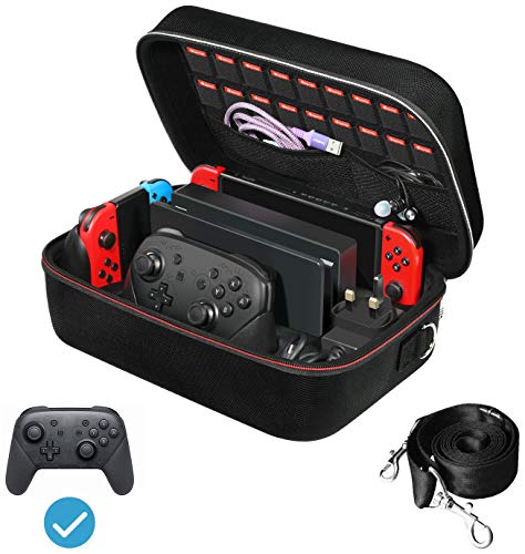 ivoler Tasche Kompatibel mit Nintendo Switch/Nintendo Switch OLED, Deluxe Harte Tragetasche Schutz Portable Switch Schutzhülle Hülle Schutztasche für Switch Konsolle, und Andere Zubehör von ivoler