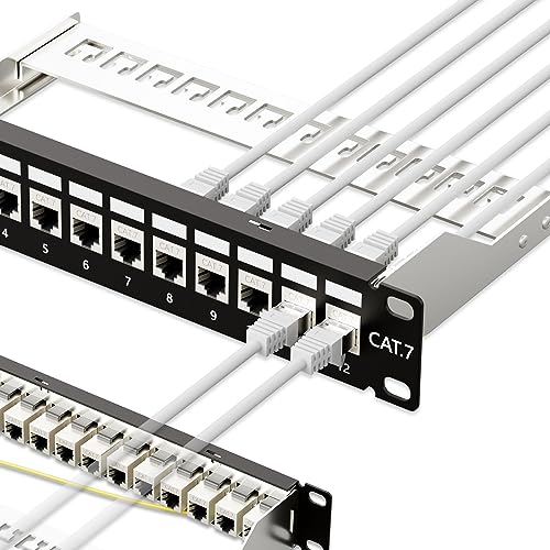iwillink 12 Port RJ45 Through Coupler Cat7 Patch Panel STP Shielded with Back Bar, Wall or Rackmount, Compatible with Cat5, Cat5e, Cat6, Cat6A, Cat7 Cabling von iwillink