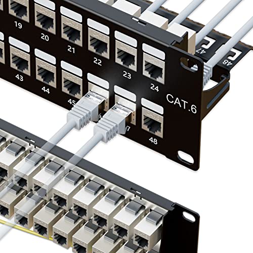 iwillink 48 Port RJ45 durch Kupplung 2U Cat6 geschirmtes Patchpanel STP 19 Zoll mit Rückleiste, Wandhalterung oder Rackmount, kompatibel mit Cat5, Cat5e, Cat6 Verkabelung iwillink 48 Port RJ45 durch Kupplung 2U Cat6 geschirmtes Patchpanel STP 19 Zoll mit Rückleiste, Wandhalterung oder Rackmount, kompatibel mit Cat5, Cat5e, Cat6 Verkabelung von iwillink