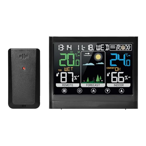 Multifunktionale Funk-Wetterstation mit Außensensor - Farbdisplay, Wettervorhersage, Mondphasenanzeige, -40°C bis +70°C, IP44-Sensor Multifunktionale Funk-Wetterstation mit Außensensor - Farbdisplay, Wettervorhersage, Mondphasenanzeige, -40°C bis +70°C, IP44-Sensor von ixod