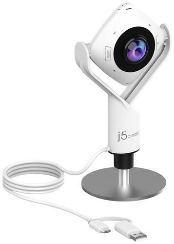 J5create JVCU360-N Full HD-Webcam 1920 x 1080 Pixel Mikrofon, 360° Erfassung, Standfuß von j5create