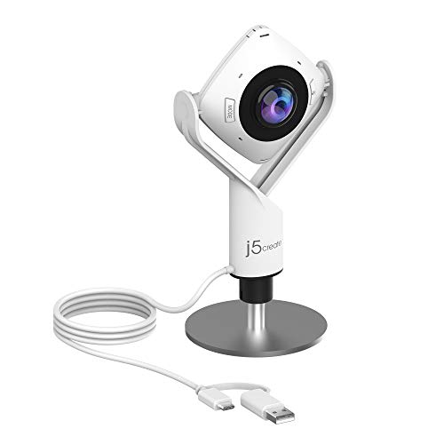 j5create 360 Grad All Around Meeting Webcam - 1080P HD Videokonferenzkamera mit High Fidelity Mikrofon, USB-C | für Videokonferenzen, Online-Unterricht und Zusammenarbeit (JVCU360) von j5create