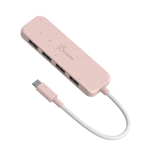 j5create 4-in-1 USB-C auf 4-Port Typ-A Hub(Umweltfreundlich), 4 USB-A mit 10Gbps SuperSpeed, USB-C Dongle | Kompatibel mit MacBook Pro, MacBook Air, iPad, Mac Mini und weiteren Typ-C Geräten(JCH341ER) von j5create