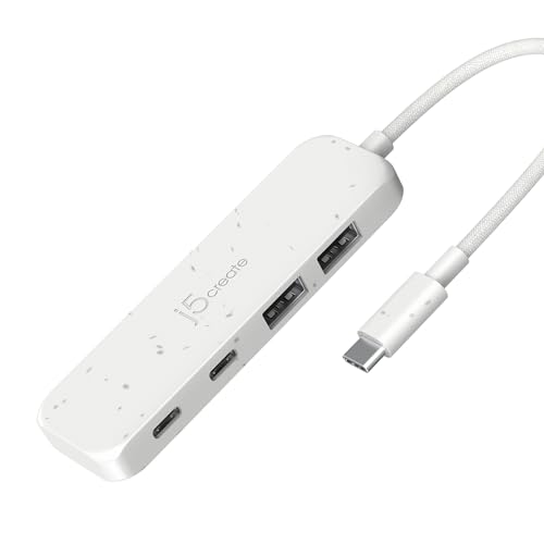 j5create 4-in-1 USB-C zu 4-Port Typ-A & Typ-C Hub(Umweltfreundlich), USB-C Hub mit 10 Gbps 2 USB-A & 2 USB-C | Kompatibel mit MacBook Pro/MacBook Air/iPad/Mac Mini und weiteren Typ-C Geräten(JCH342EW) von j5create