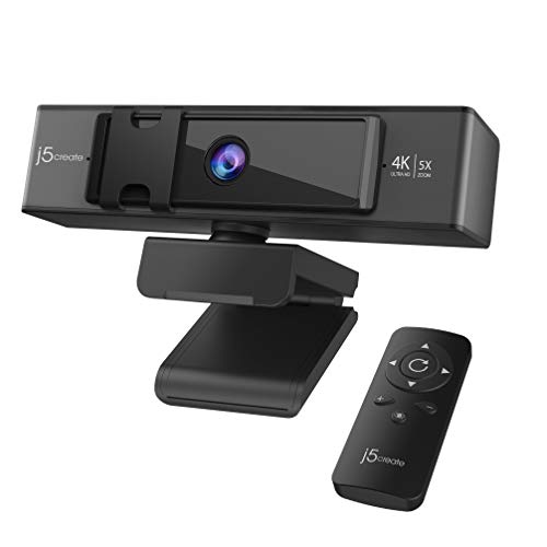 j5create 4K-Ultra-HD-Webcam mit 5X Digitalzoom, Sichtschutz, Zwei High-Fidelity-Mikrofonen, Fernbedienung, USB-C | ideal für Videokonferenzen, Online-Unterricht, Live-Streaming (JVCU435) von j5create