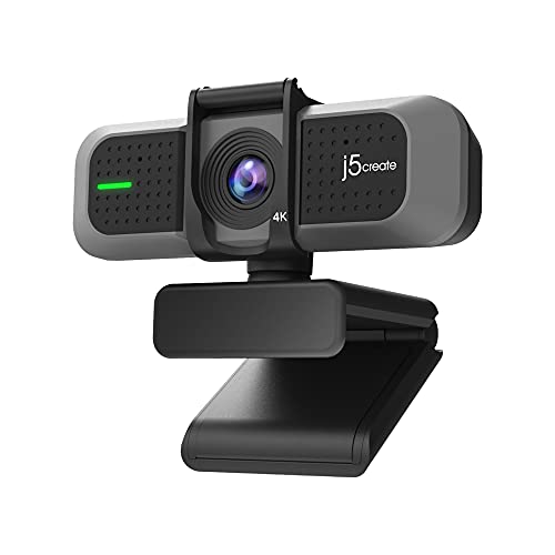 j5create 4K Weitwinkel-Webcam mit Mikrofon/Sichtschutz für Videokonferenzen, Streaming, Aufnahmen und Online-Unterricht, unterstützt Zoom, Skype, Teams, OBS und mehr (JVU430) von j5create
