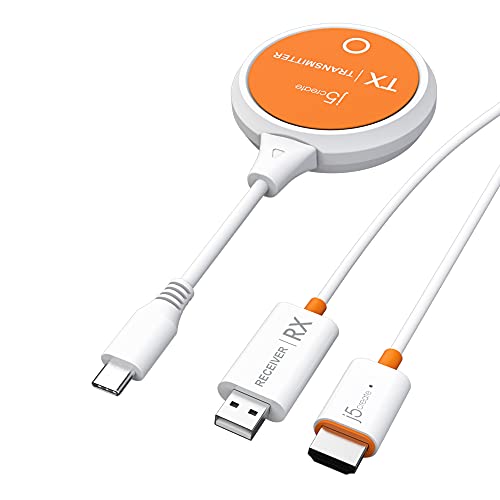 j5create ScreenCast USB-C zu HDMI Wireless Display Transmitter und Receiver, unterstützt 1080p, kompatibel mit MacBook, iPad Pro, ChromeOS, USB-C Laptops und Android (JVAW62) von j5create