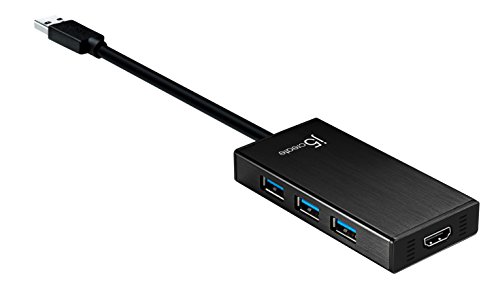 j5create USB 3.0 Multi Port Adapter- HDMI 1080p 2048 x 1152 @ 32bit | 3-Port USB 3.0 Hub | USB 3.0 SuperSpeed | Abwärtskompatibel mit USB 2.0/1.1 Geräten | Kompatibel mit Windows und Mac (JUH450) von j5create