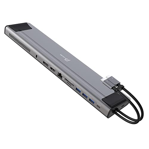 j5create USB C Dockingstation (12-in-1) mit dualem 4K 60Hz Anzeige, integriertem M.2 NVMe SSD-Gehäuse, HDMI, DisplayPort, USB-A, Kartenleser, PD 100W, für 2021 MacBook (JCD552) von j5create
