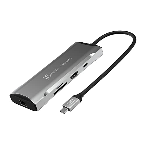j5create USB C Hub - 4K 60Hz HDMI, USB-C 10Gbps, 2 USB-A 10Gbps, 100W PD mit USB-C 5Gbps, Ethernet, SD 4.0 Kartenleser | für MacBook, XPS, Surface Pro (JCD393) von j5create