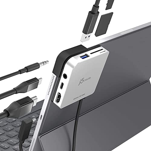 j5create USB C Hub- 6-in-1 Reise-Dockingstation mit HDMI 4K@60Hz, USB C 100W PD-Ladegerät und USB A 3.1 Anschlüsse (JCD612) von j5create