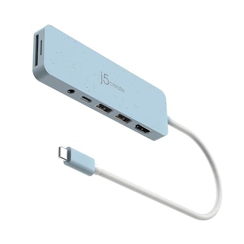 j5create USB-C Multi-Port Hub with Power Delivery with 4K HDMI/2 USB-A 5Gbps/PD 100W Charging SD&Micro SD/3.5mm Audio | for MacBook Pro&Air/iPad Pro/iMac/Surface/XPS/Thinkpad/Galaxy/and More(JCD373EC) von j5create