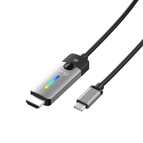 j5create USB Typ C zu HDMI Kabel 5.9FT / 1.8m (8K@60Hz, 4K@120Hz) mit RGB LED Licht für MacBook Pro, MacBook Air, iPad Pro, Samsung Galaxy, Surface Pro, Dell, HP (JCC157) von j5create