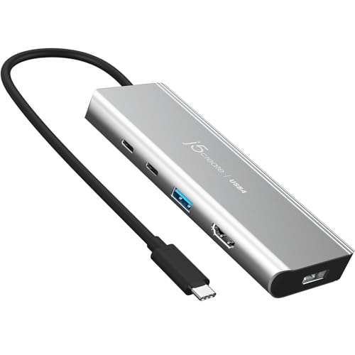 j5create USB4 Multi-Port Hub-5 in 1 USB4 Hub mit PD 85W/Dual 4K Display/DisplayPort 1.4/USB-A/USB-C für MacBook HP Dell Lenovo Surface Laptops sowie Thunderbolt 3/4 und USB4 Geräte (JCD401) von j5create