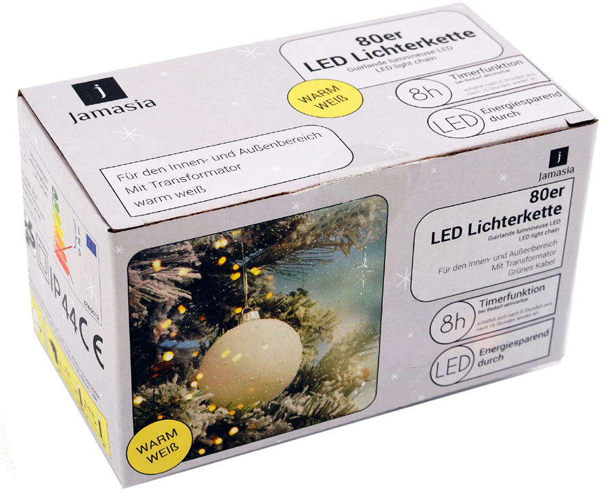 Jamasia LED-Lichterkette, grün, 80 Lichter, IP 44 von jamasia