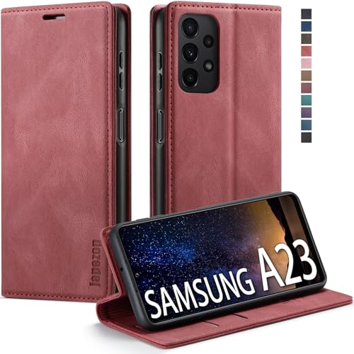 Samsung Galaxy A23 5G Hülle, Samsung Galaxy A23 5G Wallet Case mit Kartenhalter [RFID-Blockierung] Kickstand Magnetisch, Leder Flip Case Brieftasche für Samsung Galaxy A23 5G 6,6 Zoll (rot) von japezop