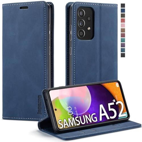 Schutzhülle für Samsung Galaxy A52 5G mit Kartenhalter, RFID-Blockierung, Ständer, magnetisch, Leder-Klapphülle für Samsung Galaxy A52 5G 16,5 cm (6,5 Zoll), Blau von japezop