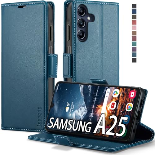 Schutzhülle für Samsung Galaxy A25 5G, Brieftaschen-Schutzhülle mit Kartenhalter, RFID-Blockierung, Ständer, magnetisch, Leder-Klapphülle für Samsung Galaxy A25 5G, 16,5 cm (6,5 Zoll), modisches Blau von japezop