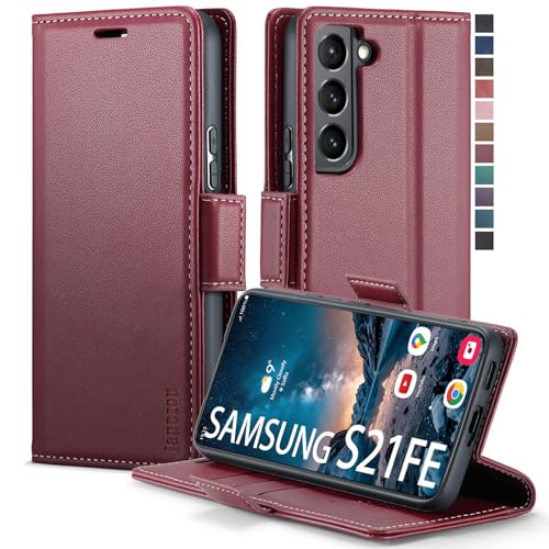 Schutzhülle für Samsung Galaxy S21 FE 5G, Samsung Galaxy S21 FE 5G, Brieftaschenhülle mit Kartenhalter, RFID-blockierender Ständer, magnetisch, Leder-Klapphülle für Samsung Galaxy S21 FE 5G 16,4 cm von japezop