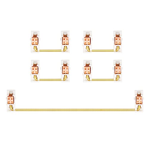 jayzee Gold ÜBerzogen, Platten Montierter Stabilisator für die Benutzerdefinierte Mechanische Tastatur 2U 6,25U (1+4, Weiß Rosa) von jayzee