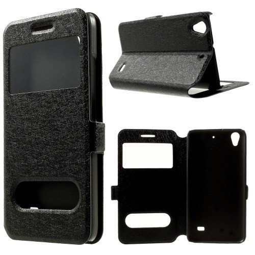 jbTec® Flip Case Handy-Hülle passend für Huawei Ascend G620s - mit Fenster - Handy-Tasche Schutz-Hülle Cover Handyhülle Bookstyle Booklet, Farbe:Schwarz von jbTec