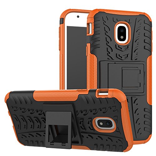jbTec Hybrid Case Handy-Hülle Tyre 3D - TPU Schutzhülle Schutz-Schale Cover, Mehrfarbig:Schwarz/Orange, kompatibel mit :Samsung Galaxy J3 2017 von jbTec
