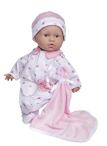 JC Toys – La Baby Puppe mit weichem Körper, 27,9 cm, waschbar, abnehmbar, Rosa, mit Hut und Decke, für Kinder ab 12 Monaten von jc toys