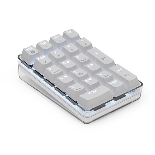 jdstty Mechanische Numerische Tastatur 21key Minitor Numpad Mit Blauen Schalter Und Weißen Hintergrundlichtern Für Verbesserung des Spielerlebnisses von jdstty