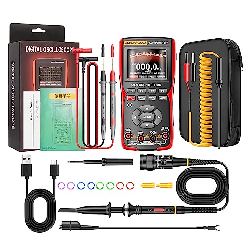 Tragbares AOS02 Digitales Oszilloskop-Multimeter, 2-in-1, Farb-Voltmeter, Amperemeter, Wellenform für elektrische Reparatur, digitales Oszilloskop, Transistor-Test, Multimeter, Rate, 10 MHz von jebyltd