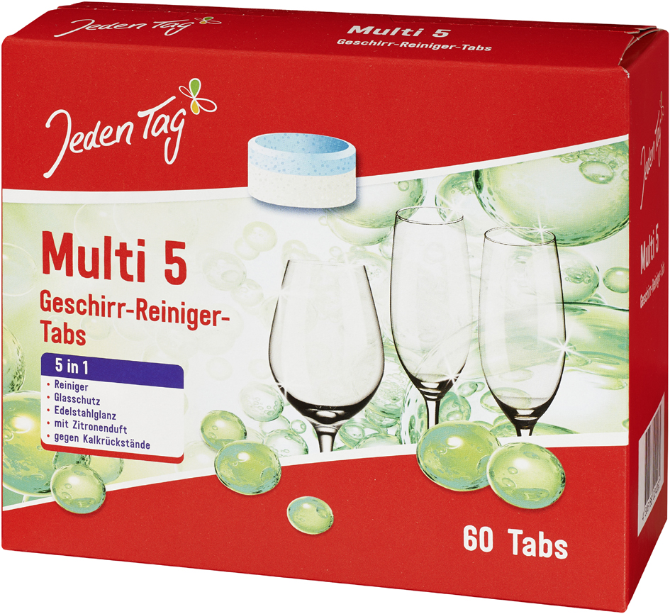 Jeden Tag Spülmaschinentabs Multi 5, 60 Tabs, im Karton von jeden tag