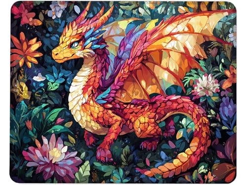 Gaming Mauspad, Mousepad Small 180x230x3mm, Schreibtischunterlage mit Rutschfester Gummibasis Eidechse, Laptop-Schreibtischunterlage mit Nahtkanten, Mauspad Wasserdicht Anlage, Geeignet Familien V-7 von jeihenhg