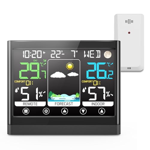 jely Wetterstation Funk mit Außensensor, Thermometer Hygrometer Innen Ausen, VA Farbdisplay Funkwetterstationen Innen und Außentemperatur Funk mit Wettervorhersage, Temperatur, Luftfeuchtigkeit jely Wetterstation Funk mit Außensensor, Thermometer Hygrometer Innen Ausen, VA Farbdisplay Funkwetterstationen Innen und Außentemperatur Funk mit Wettervorhersage, Temperatur, Luftfeuchtigkeit von jely