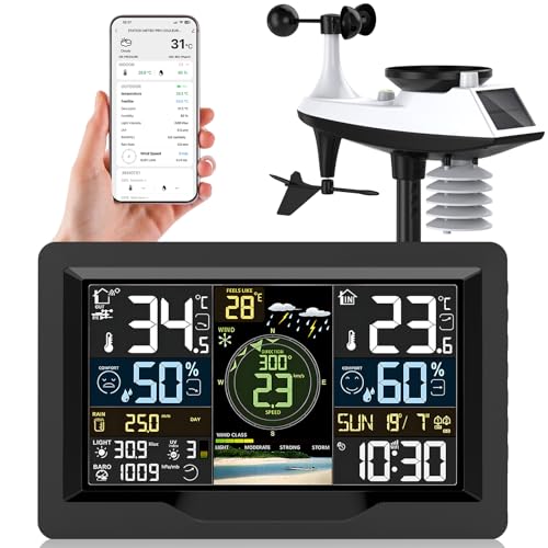jely Wlan Wetterstation mit APP Wifi Wetterstation Funk mit Außensensor Thermometer Hygrometer Ausen Funkwetterstation mit Windmesser, Regenmesser, Temperatur, Luftfeuchtigkeit, Luftdruck, UV-Index jely Wlan Wetterstation mit APP Wifi Wetterstation Funk mit Außensensor Thermometer Hygrometer Ausen Funkwetterstation mit Windmesser, Regenmesser, Temperatur, Luftfeuchtigkeit, Luftdruck, UV-Index von jely