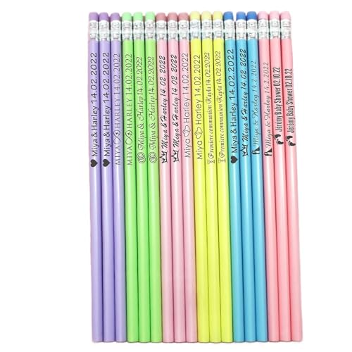 jfs Personalisierte Bleistifte, gravierter Bleistift, benutzerdefinierte Bleistifte, gravierter Bleistift, Lehrer, Weihnachten, personalisierter Schuldekor-Stift mit Radiergummi, Hochzeit (30 Stück) von jfs