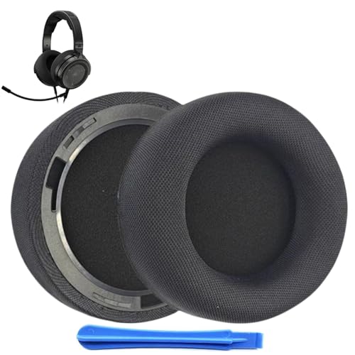 Ersatz-Ohrpolster für Corsair Virtuoso Pro Kopfhörer, Ohrpolster aus strapazierfähigem Mesh-Gewebe, hochdichter Schaumstoff, weicher und geräuschisolierender Schaumstoff von jghcsz